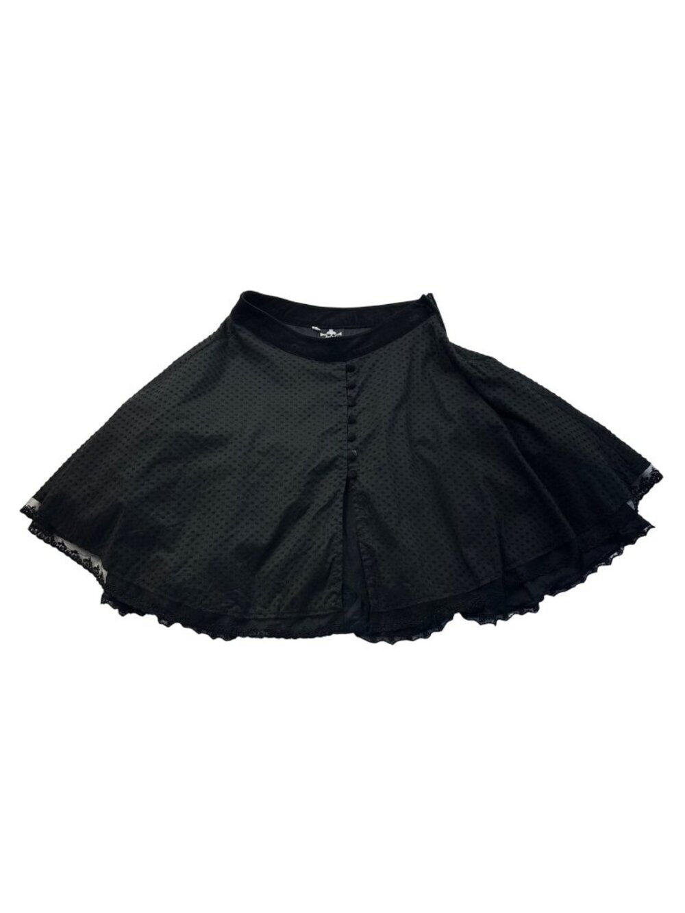 Lip Service Y2K Mini A-Line Skirt Black Dot Poofy Layers Goth Victorian Sz S SEE